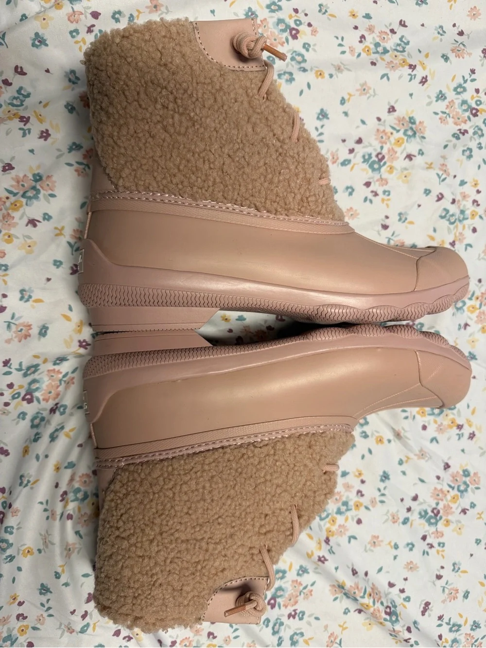 Women’s Sperry Pink-Tan Rain & Snow Boots, Size 10